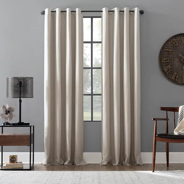 Sun Zero Colt Linen Polyester Blend Pearl Linen Polyester Blend 52 in. W x 63 in. L Grommet 100% Blackout Curtain (Single Panel)