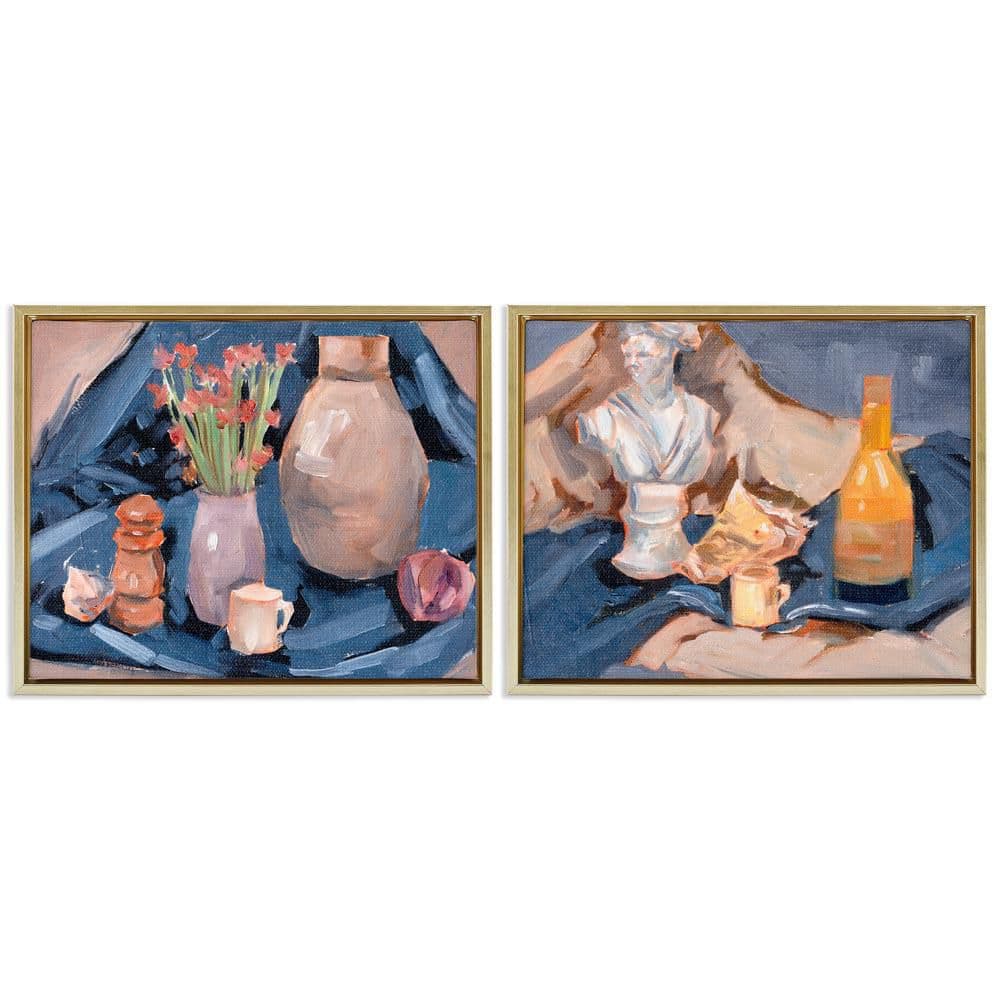 Traditional Still Life on Drapery by Melissa Wang 2-Pieces Gold Floater Frame Nature Graphic Art Print 25 in. x 31 in. price history on PriceWatchPro