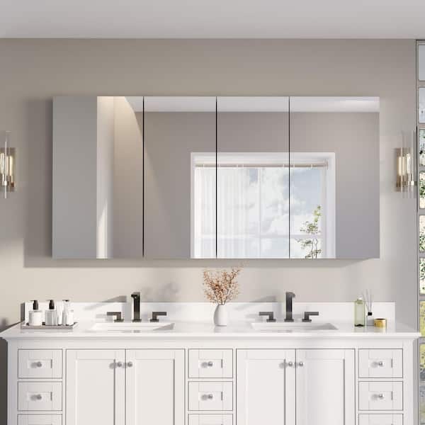 72 in. W x 36 in. H Rectangular Combo Recess/Surface Mount Medicine Cabinet with Mirror, Soft Close Door