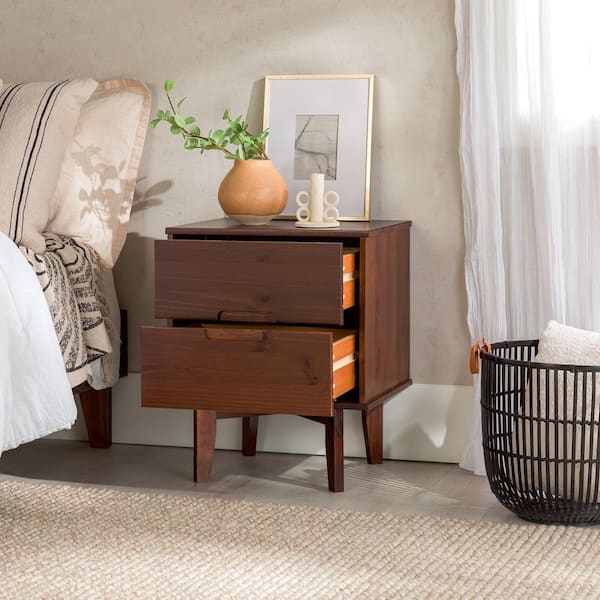 Sloane 2-Drawer Walnut Mid-Century Modern Solid Wood Nightstand