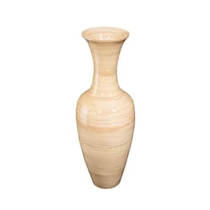 28 in. Natural Decorative Handcrafted Classic Bamboo Urn Floor Vase
