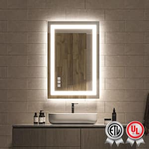 24 in. W x 32 in. H Rectangular Frameless Wall Bathroom Vanity Mirror with Backlit and Front Light