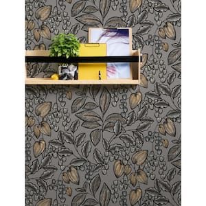 Leif Vine Trail Grey Non Pasted Non Woven Wallpaper Sample