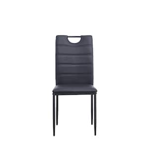 Black Leather Dining Chair With High Back Painted Metal Legs (Set of 4)