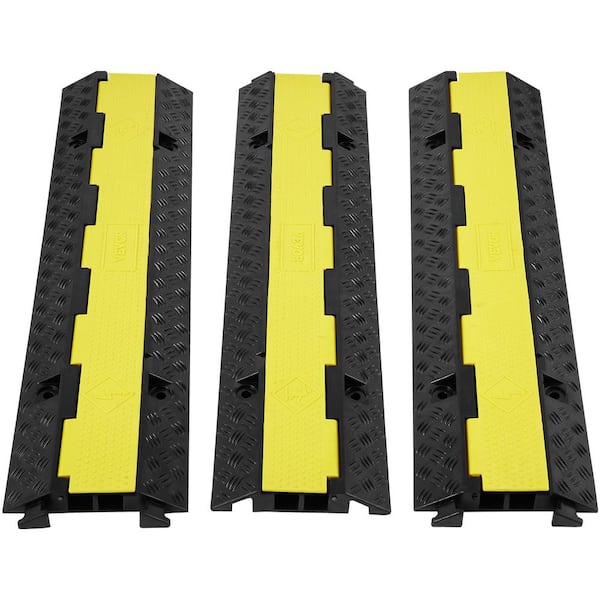 38.58 in. x 9.45 in. 3 ft. Cable Protector Ramp 2 Channel 12000 lbs. Load Raceway Conduit Speed Bump Traffic (3-Pack)