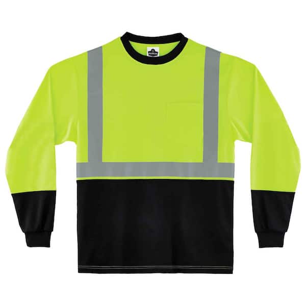Ergodyne XL Hi Vis Lime Black Front Long Sleeve T-Shirt