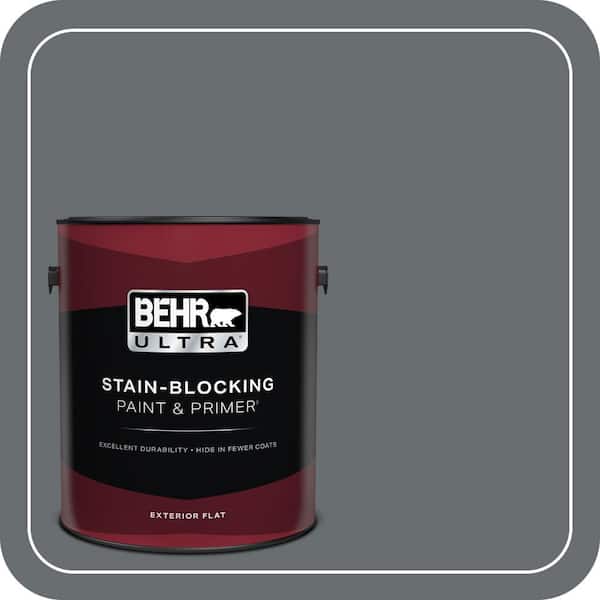 BEHR ULTRA 1 gal. #PPF-49 Platinum Gray Flat Exterior Paint & Primer