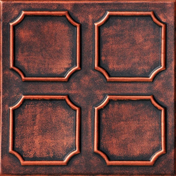 A La Maison Ceilings Bostonian 1.6 ft. x 1.6 ft. Glue Up Foam Ceiling Tile in Black Copper