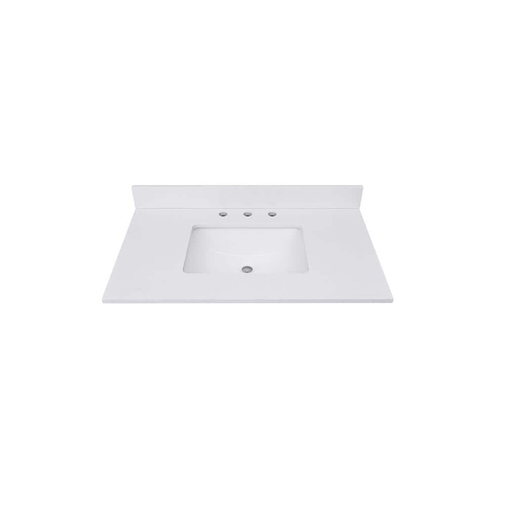 37'' Everest White Quartz Undermount Single Sink Vanity Top