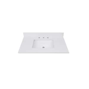 37 in. W x 22 in. D Quartz Vanity Top in Everest White with White Rectangular Single Sink