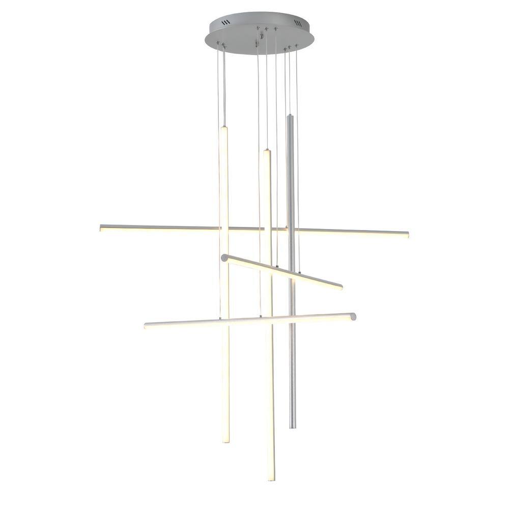 6-Lights Dimmable Integrated LED Silver Linear Chandelier for Staircase Apartment Foyer, 39.4 in. price history on PriceWatchPro