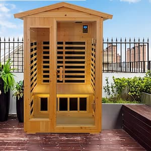 Moray 1-2 Person Outdoor Fir Infrared Sauna with 8 Far-infrared Carbon Crystal Heaters and Chromotherapy
