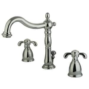 French Country 2-Handle 8 in. Widespread Bathroom Faucets with Plastic Pop-Up in Polished Chrome