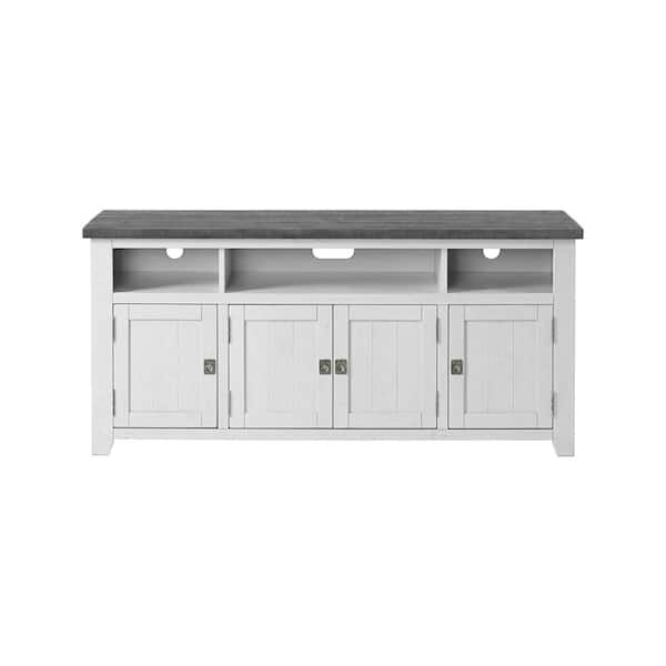 Martin Svensson Home Foundry 65 in. White Stain with Grey Top Solid Wood TV Stand Fits TV's up to 70 in.