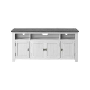 Foundry 65 in. White Stain with Grey Top Solid Wood TV Stand Fits TV's up to 70 in.