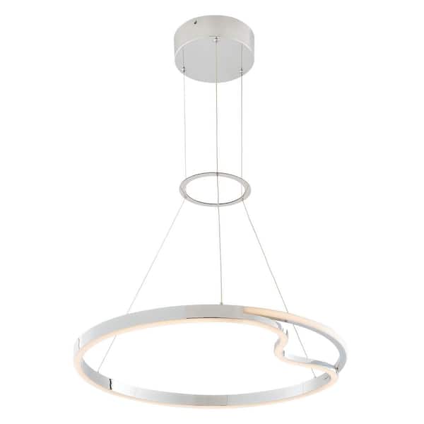 Finesse Decor Minsk 1-Light Single Round CCT Integrated LED Chrome Chandelier