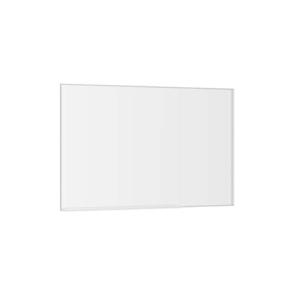 48 in. W x 32 in. H Rectangular Framed Wall Bathroom Vanity Mirror in Silver