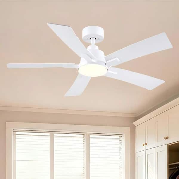 Stylish 46 in. Integrated LED Indoor White Standard Downrod Mount Ceiling Fan with Remote Contorl and Reversible Motor