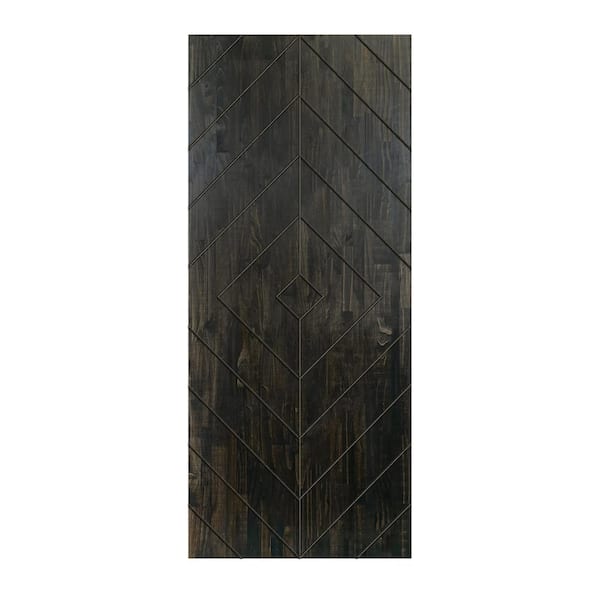 CALHOME 42 in. x 96 in. Hollow Core Charcoal Black-Stained Pine Wood Interior Door Slab