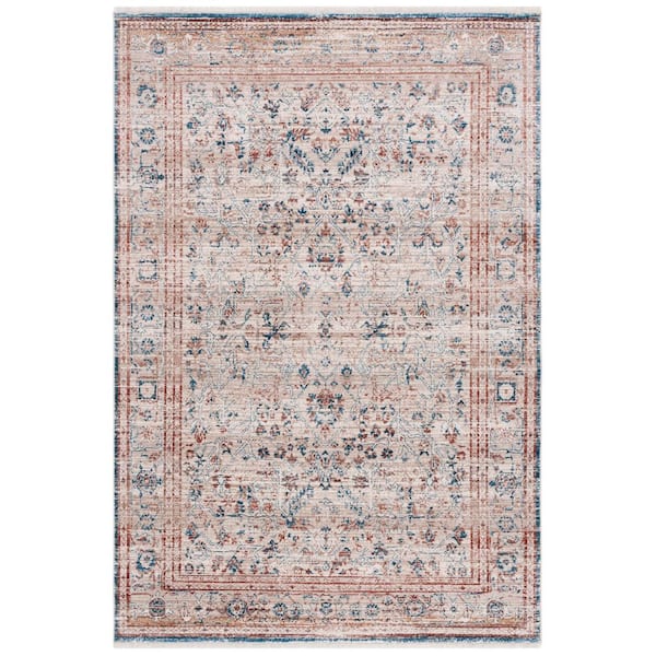 Vintage Persian 5 ft. x 8 ft. Beige/Rust Ornate Border Area Rug