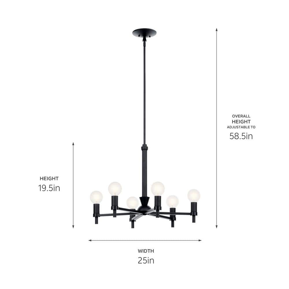 Torvee Geometric 6-Light Medium Chandelier in Black Finish