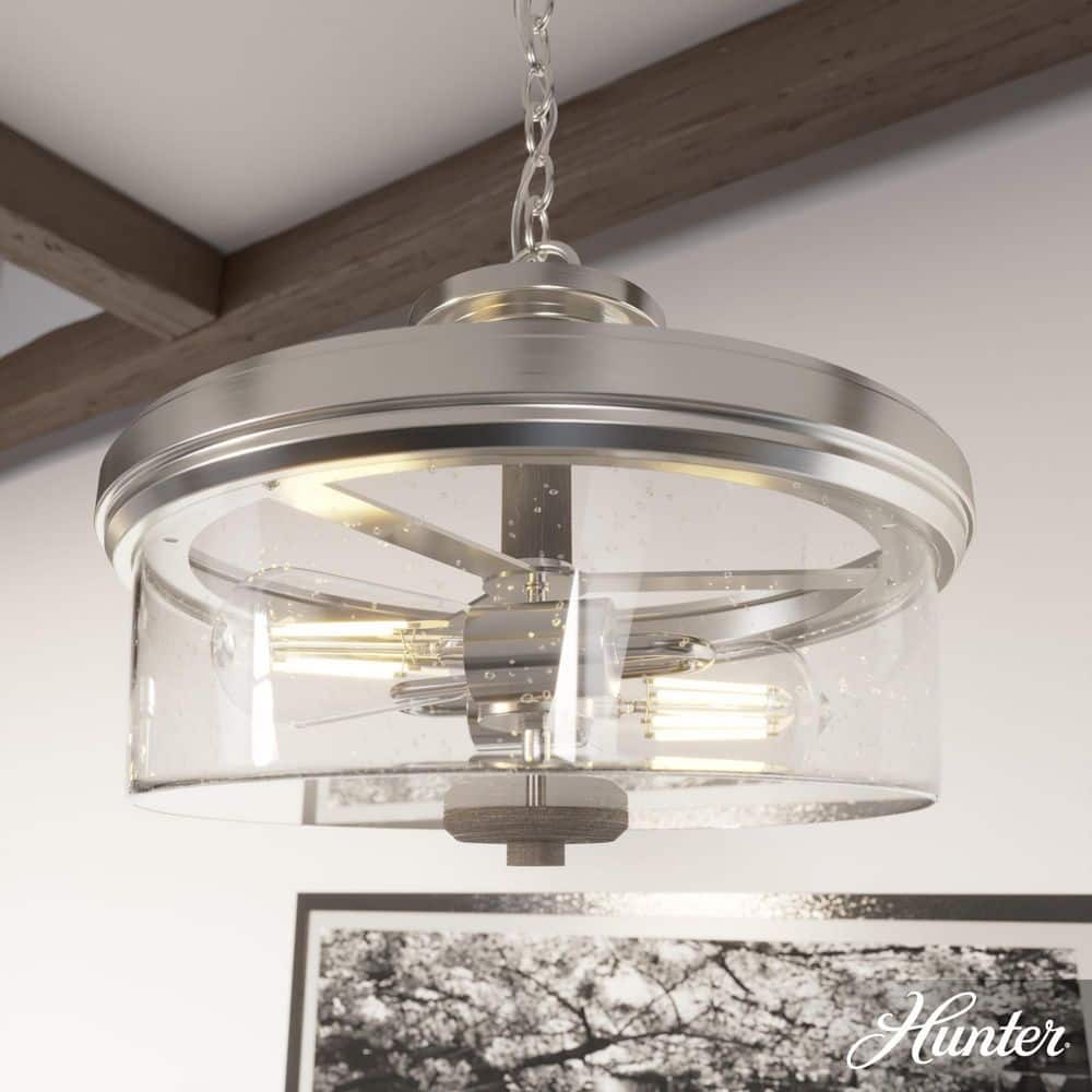 River Mill Brushed Nickel and Glass Semi Flush Mount Light