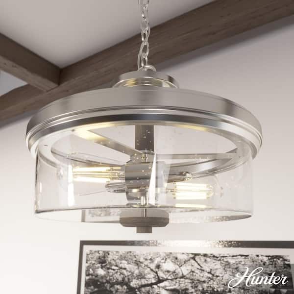 Hunter River Mill 15 in. 2-Light Brushed Nickel Semi-Flush Mount