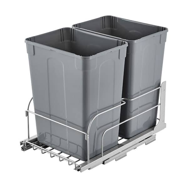 SKYSHALO Pull Out Double Trash Can 35 qt. x 2 with Door Mount Kit