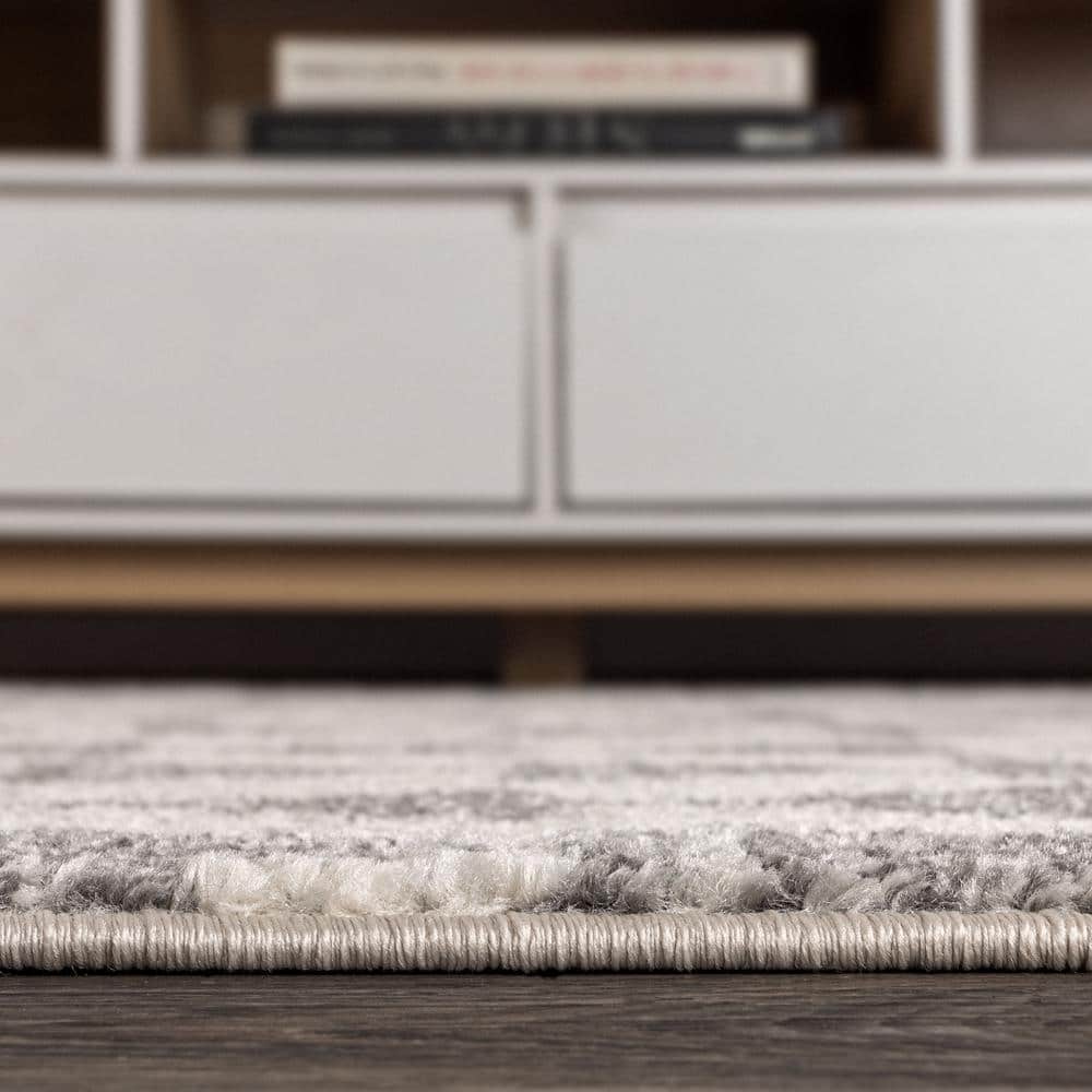 Aisha Cream and Gray Geometric Square Area Rug