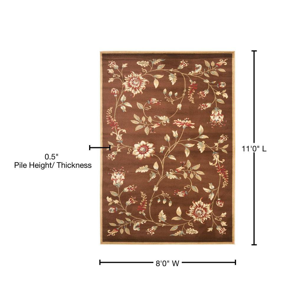 Brown and Multicolor Floral Synthetic Area Rug