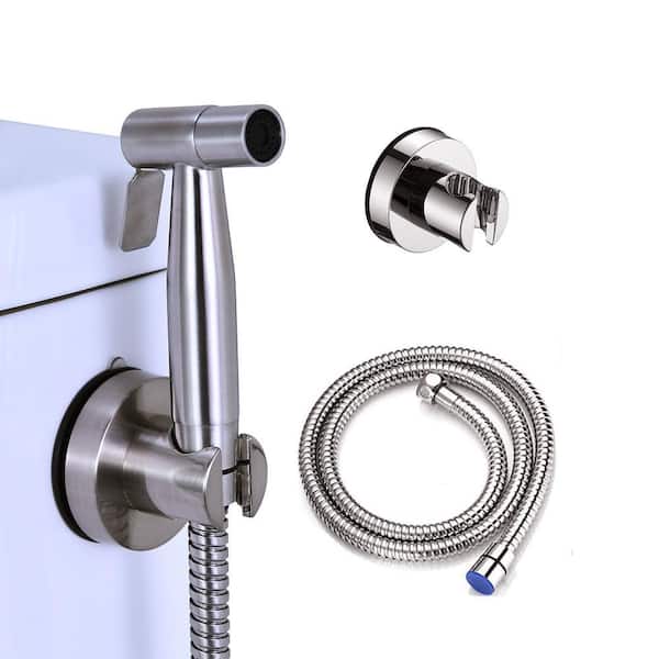 Non-Electric Handheld Bidet Sprayer for Toilet, Single Handle Bidet Attachment in Brushed Nickel