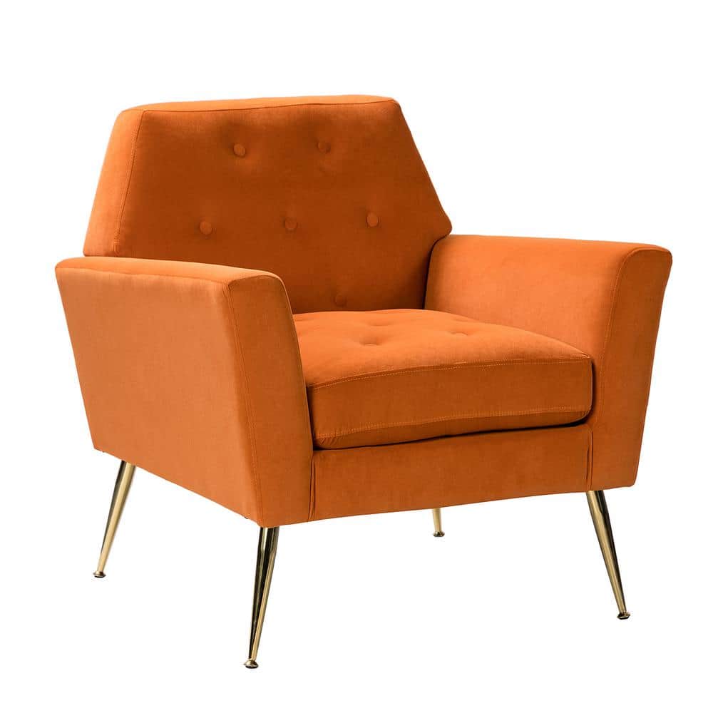 JAYDEN CREATION Ernesto Orange Upholstered Armchair with Tufted Back ...