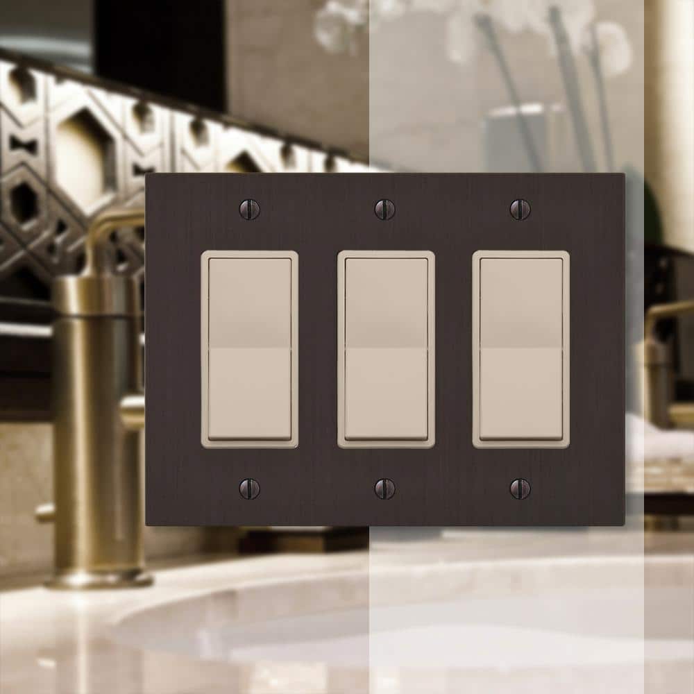 Aged Bronze Triple Rocker Cast Metal Wallplate
