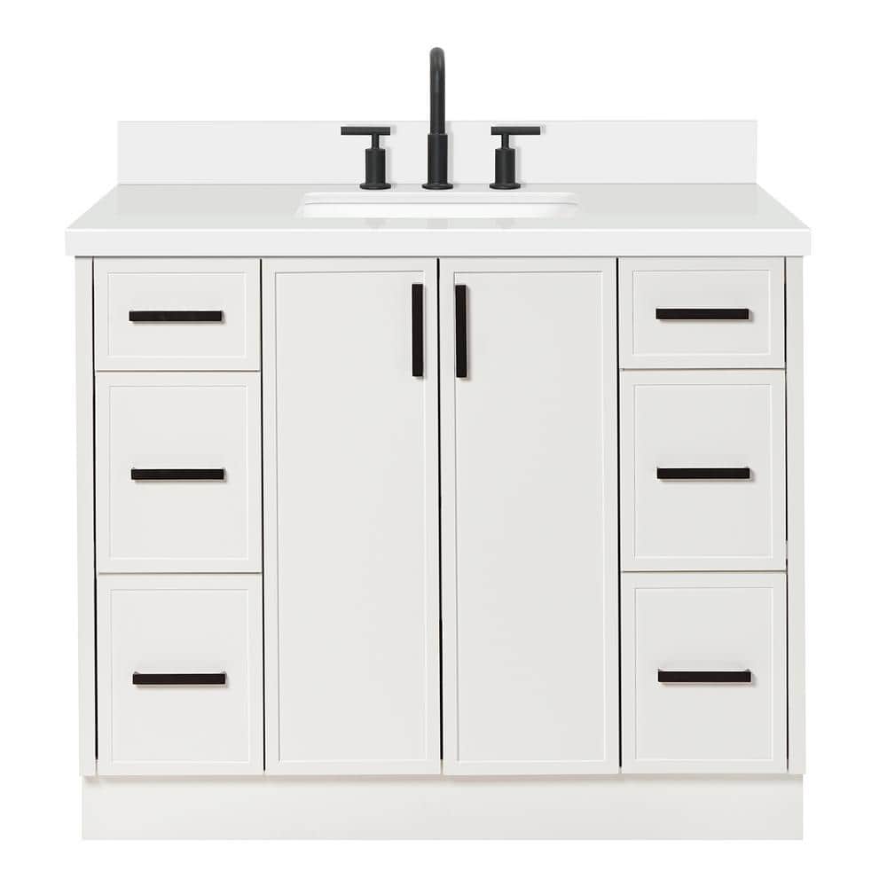 Kelly White Solid Wood Single Bath Vanity with Quartz Top