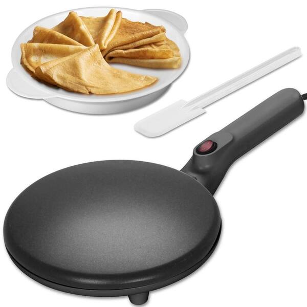 8 in. Instant Crepe Maker with Handle and Non-stick Cooking Surface, Electric Crepe Pan, Crepera Electrica, Graphite