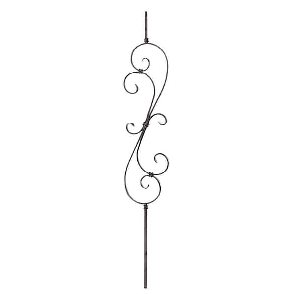 arteferro 44 in. x 7 9/32 in. 25 3/4 in. Double S-Scroll Old World Copper Powder Coated Wrought Iron Metal Stair Baluster