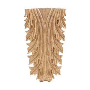3/4 in. x 3-3/8 in. x 5-5/8 in. Unfinished Hand Carved North American Red Oak Wood Acanthus Applique and Onlay (3-Pack)