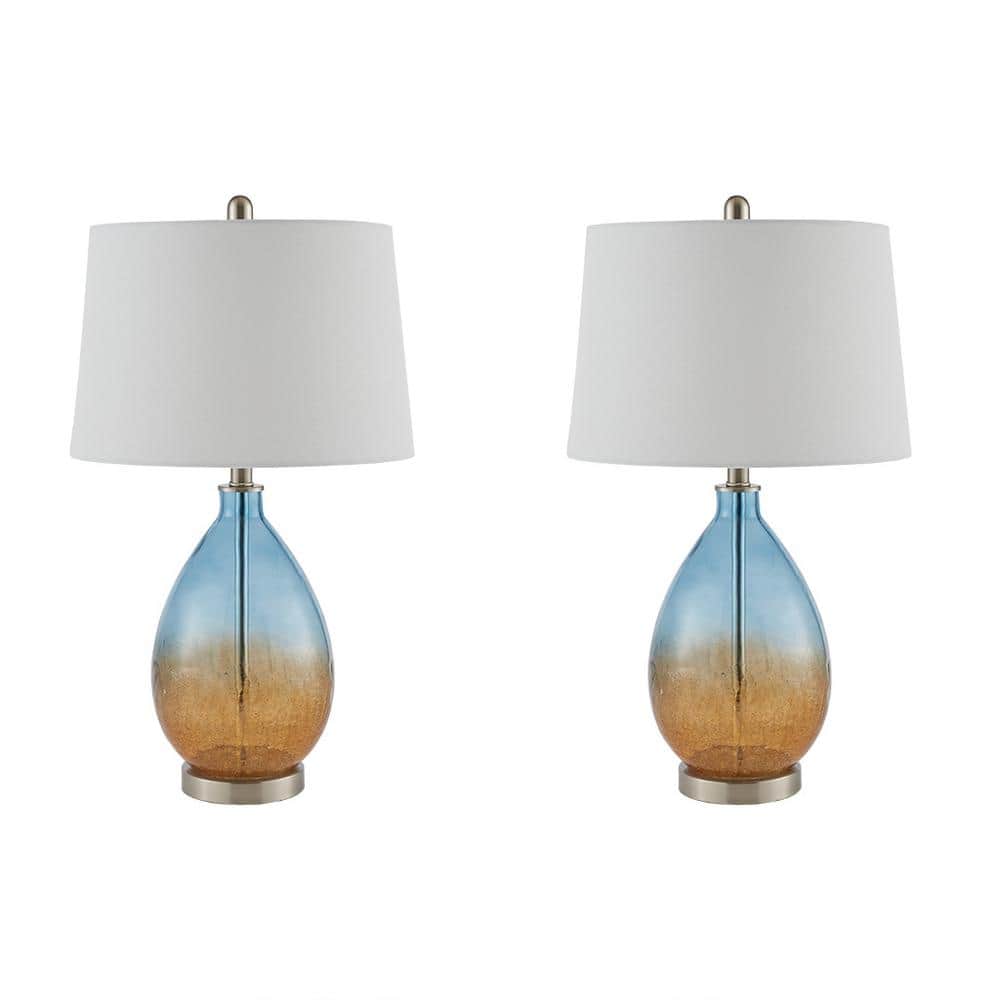 27 in. Blue Glass Table Lamp with Drum Shade price history on PriceWatchPro