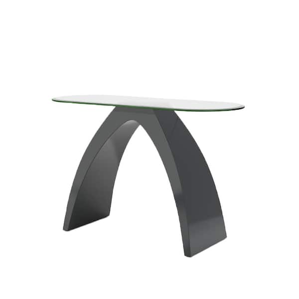 Furniture of America Glennda 29.75 in. H Gray High Gloss Console Table