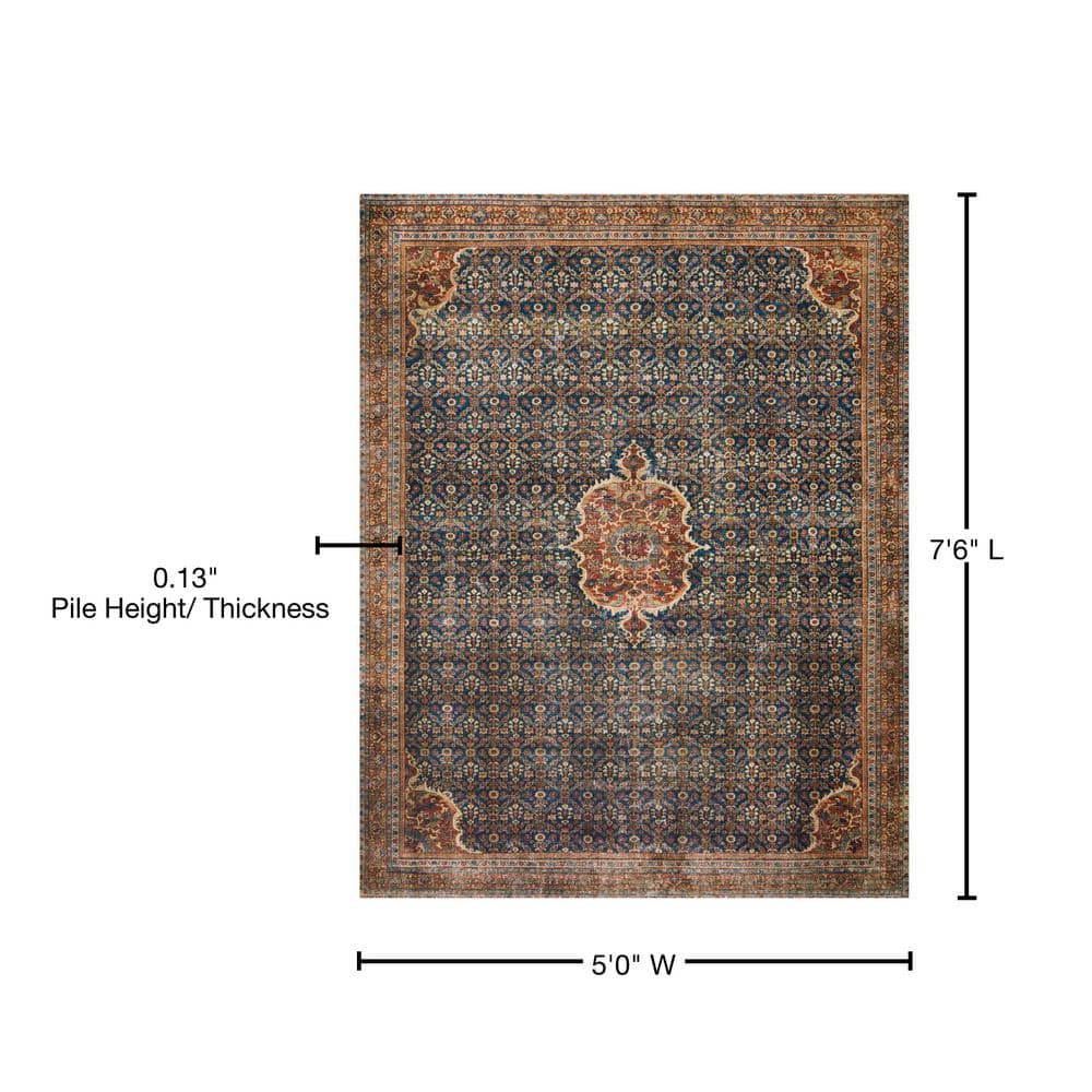 Layla Timeless Cobalt Blue Rectangular 5' x 7' Synthetic Area Rug
