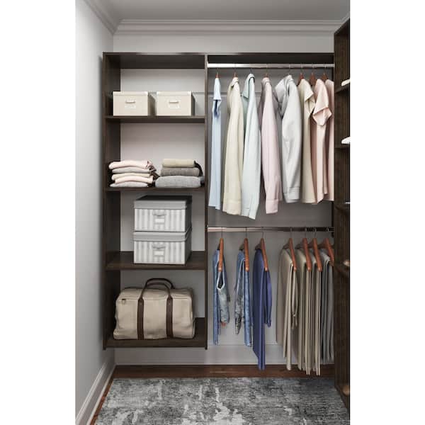 36 in. W - 60 in. W Espresso Wood Closet System