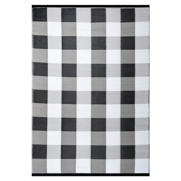 World Rug Gallery Buffalo Plaid Reversible Plastic Outdoor Rugs, 5'x7