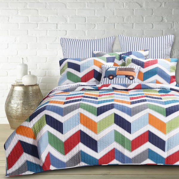 Dominik 2-Piece Multicolor Chevron Cotton Twin/Twin XL Quilt Set
