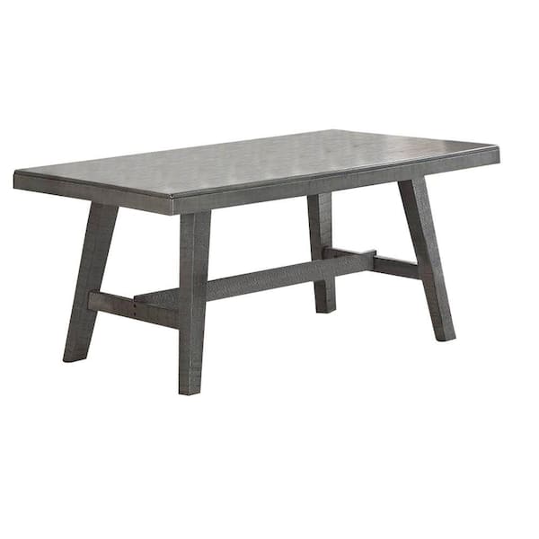 Benjara 40 in.Gray Wood 4 Legs Dining Table (Seat of 6)