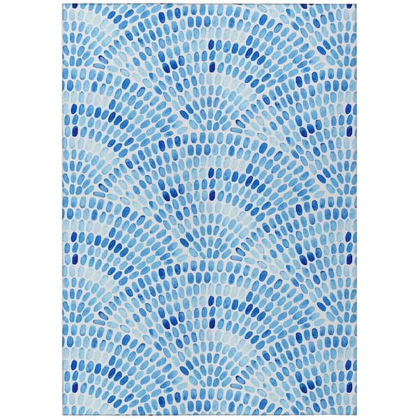 Surfside 8 ft. x 10 ft. Blue Geometric Indoor/Outdoor Area Rug