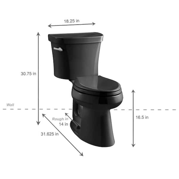 KOHLER Black Black Rough-In WaterSense Elongated Toilet at