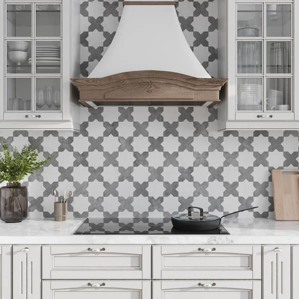 Siena Grey 5.35 in. x 5.35 in. Matte Ceramic Cross-Shaped Wall and Floor Tile (5.37 sq. ft./case) (27-pack)