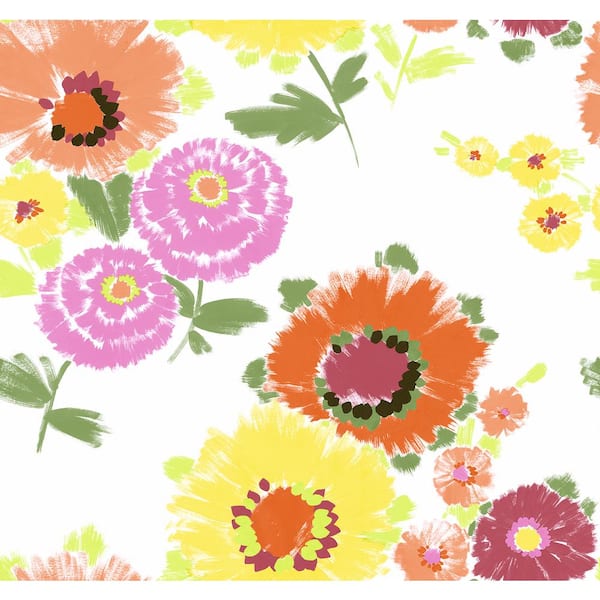 A-Street Prints Essie Yellow Painterly Floral Wallpaper Sample