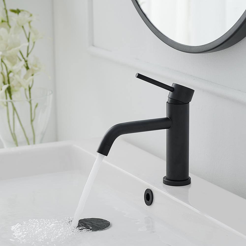 Matte Black Stainless Steel Single Handle Bathroom Faucet