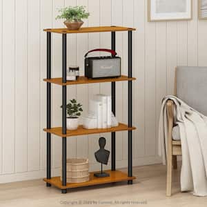 43.25 in. Light Cherry/Black Plastic 4-shelf Etagere Bookcase with Open Back